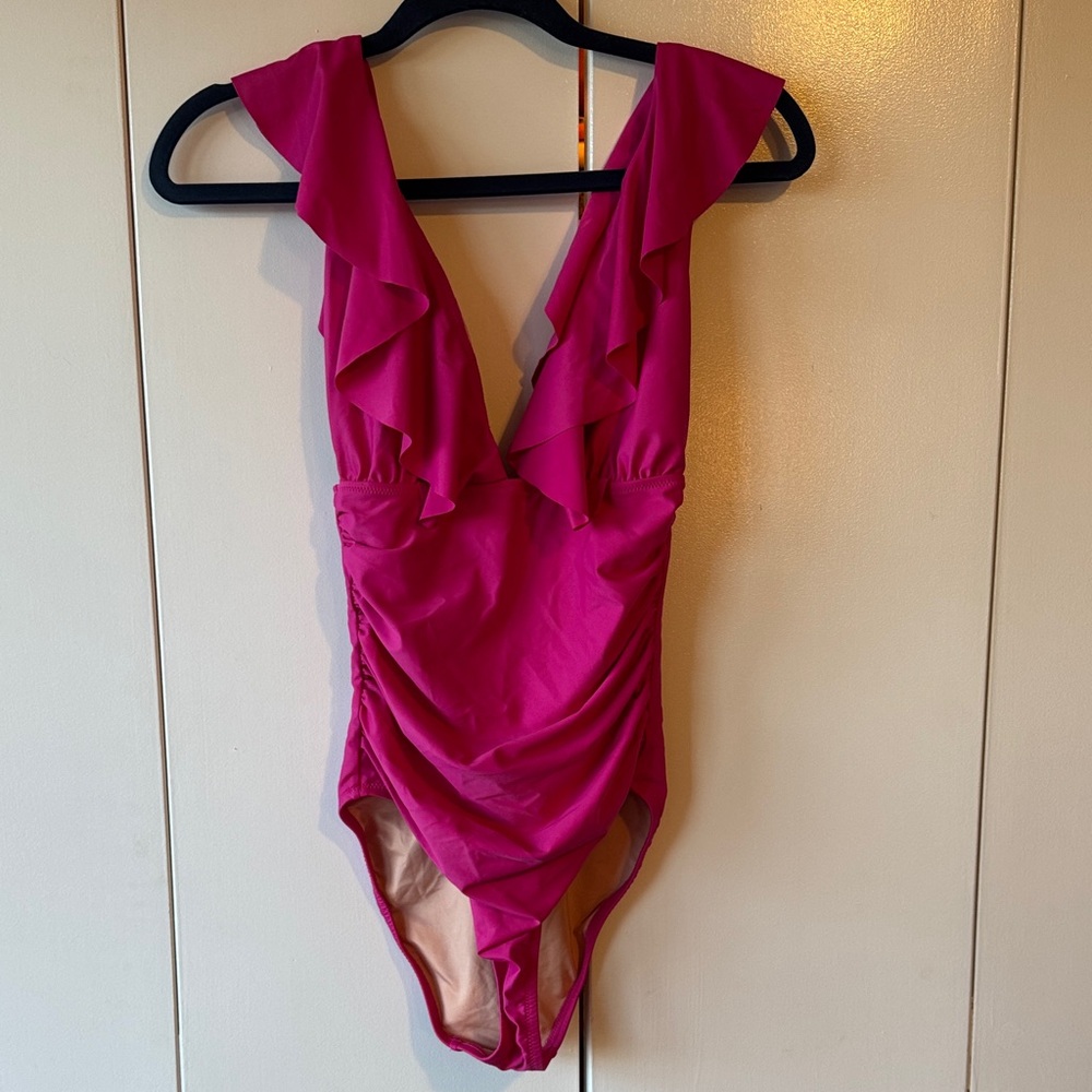 J. Crew Ruffled Pink One-Piece Swimsuit